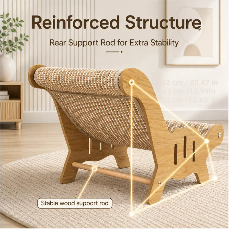 2-In-1 Natural Sisal Fiber Cat Scratcher with Hammock & Lounge Chair, No Shedding, Breathable, Durable All-Season Cat Bed for Claw Sharpening & Rest, Natural Sisal Scratcher