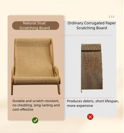 2-In-1 Natural Sisal Fiber Cat Scratcher with Hammock & Lounge Chair, No Shedding, Breathable, Durable All-Season Cat Bed for Claw Sharpening & Rest, Natural Sisal Scratcher
