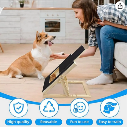 Dog Nail Scratch Board - with Treat Draw- Dog Scratch Pad for Nails – Durable Wooden Nail Filing Board with Treat Drawer (All Breeds, Adjustable)