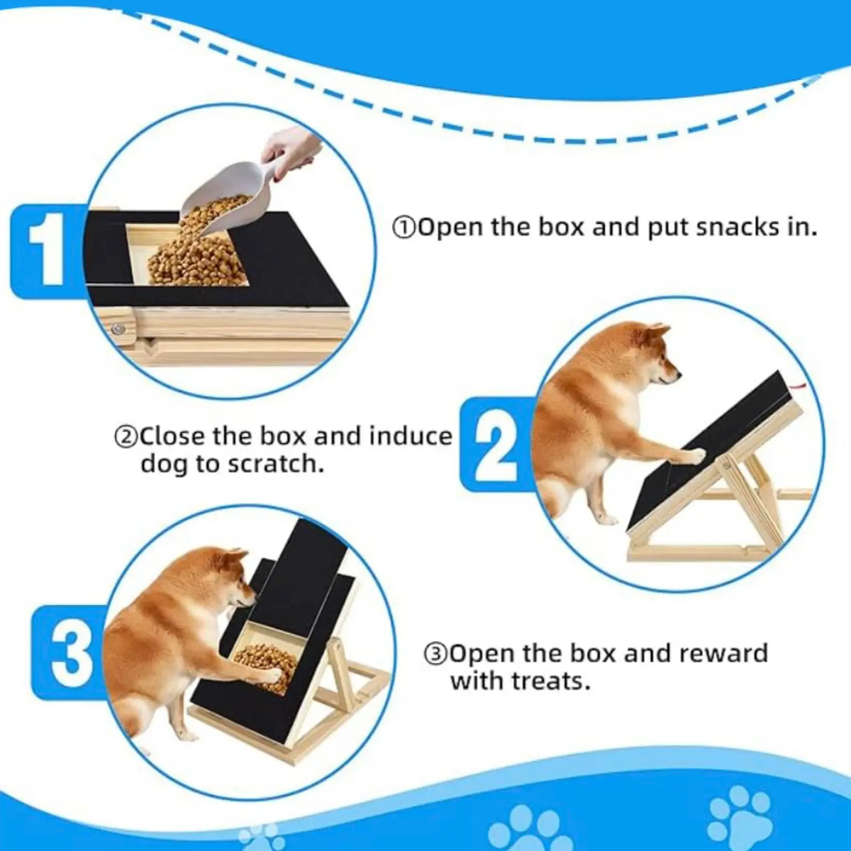 Dog Nail Scratch Board - with Treat Draw- Dog Scratch Pad for Nails – Durable Wooden Nail Filing Board with Treat Drawer (All Breeds, Adjustable)