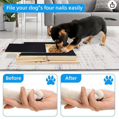 Dog Nail Scratch Board - with Treat Draw- Dog Scratch Pad for Nails – Durable Wooden Nail Filing Board with Treat Drawer (All Breeds, Adjustable)