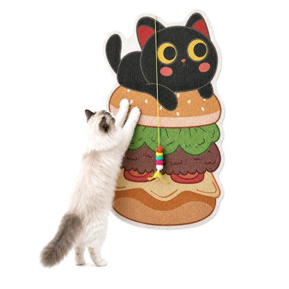 Indoor Self-Adhesive Felt Cat Scratcher Mat - Free Cartoon Hamburger, Christmas Tree, Animal Print Toy, Wall Protector, Customizable, Easy to Cut, Saves Sofas from Clawing, Adhesive Stays Put, Cat Furniture