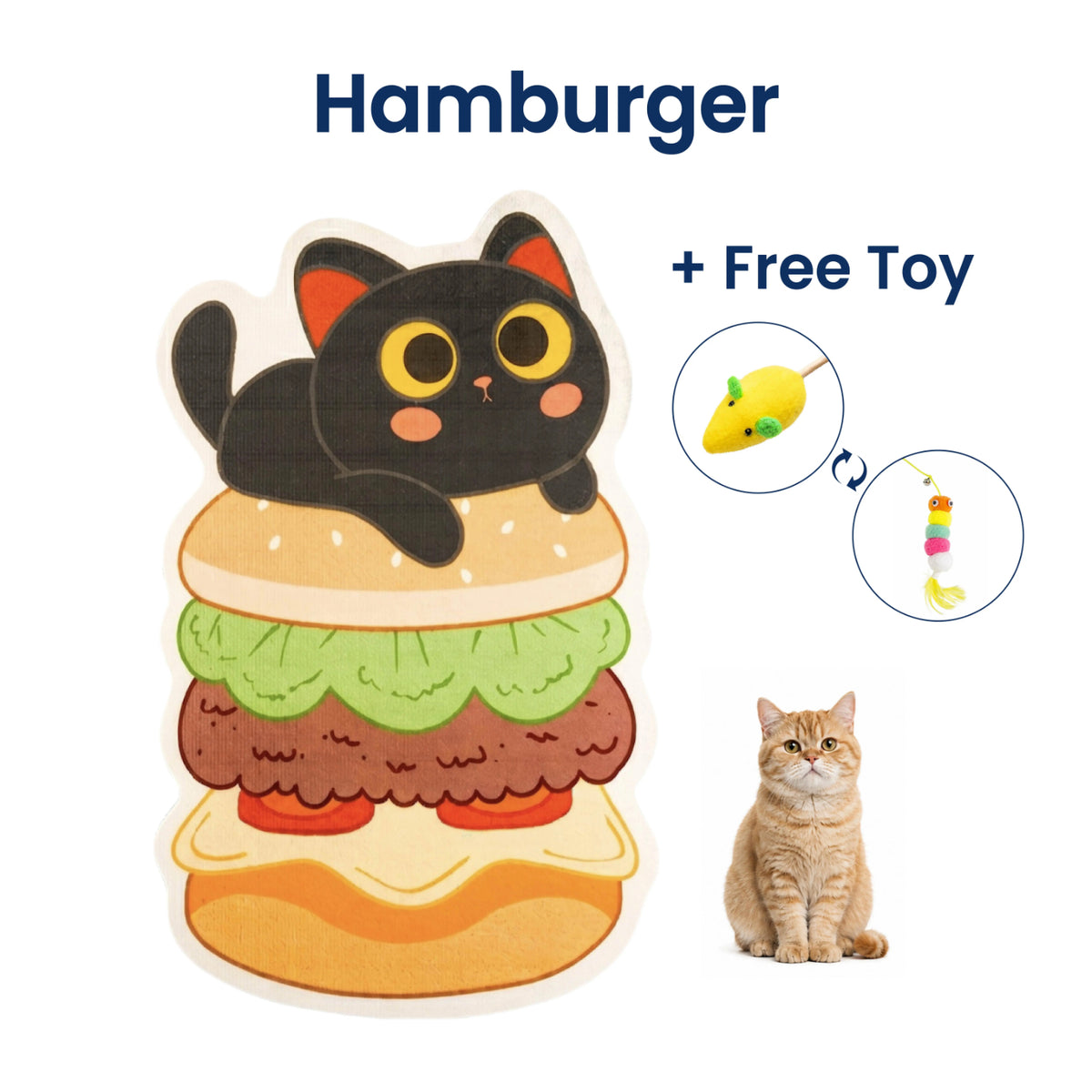 Indoor Self-Adhesive Felt Cat Scratcher Mat - Free Cartoon Hamburger, Christmas Tree, Animal Print Toy, Wall Protector, Customizable, Easy to Cut, Saves Sofas from Clawing, Adhesive Stays Put, Cat Furniture