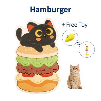Indoor Self-Adhesive Felt Cat Scratcher Mat - Free Cartoon Hamburger, Christmas Tree, Animal Print Toy, Wall Protector, Customizable, Easy to Cut, Saves Sofas from Clawing, Adhesive Stays Put, Cat Furniture