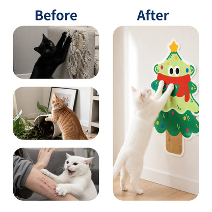 Indoor Self-Adhesive Felt Cat Scratcher Mat - Free Cartoon Hamburger, Christmas Tree, Animal Print Toy, Wall Protector, Customizable, Easy to Cut, Saves Sofas from Clawing, Adhesive Stays Put, Cat Furniture