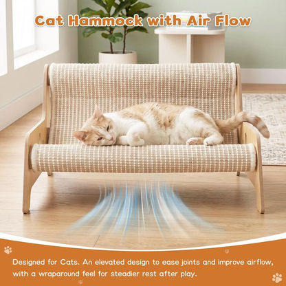 Large Sisal Cat Scratcher Couch Bed for Indoor Cats - No-Shed Mess-Free Multi-Functional Lounge, Easy-Assembly Furniture Protector
