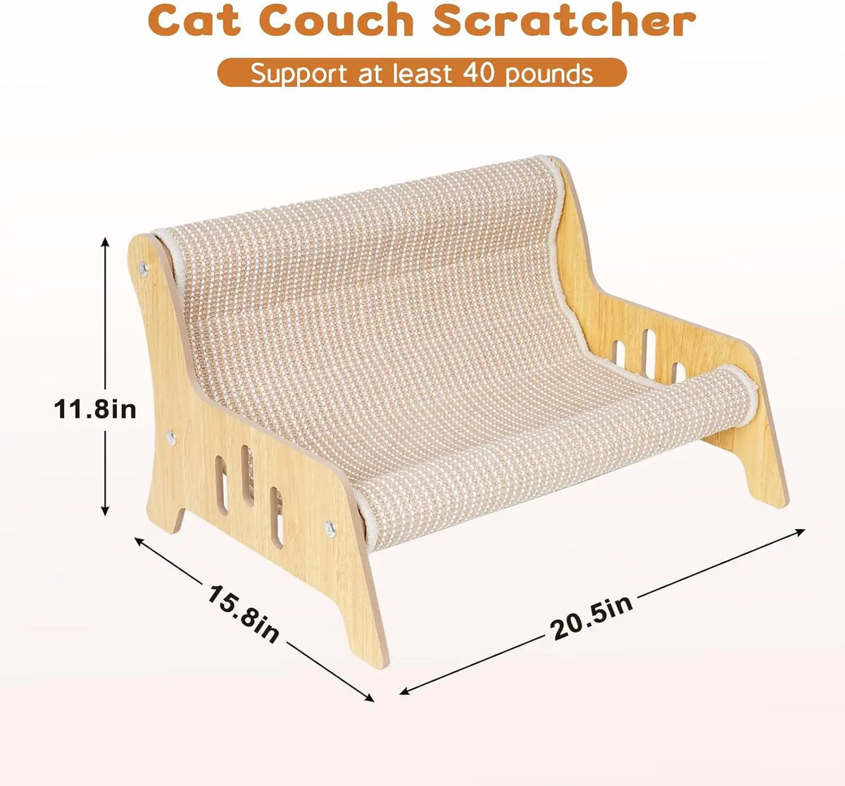 Large Sisal Cat Scratcher Couch Bed for Indoor Cats - No-Shed Mess-Free Multi-Functional Lounge, Easy-Assembly Furniture Protector