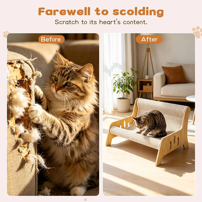 Large Sisal Cat Scratcher Couch Bed for Indoor Cats - No-Shed Mess-Free Multi-Functional Lounge, Easy-Assembly Furniture Protector