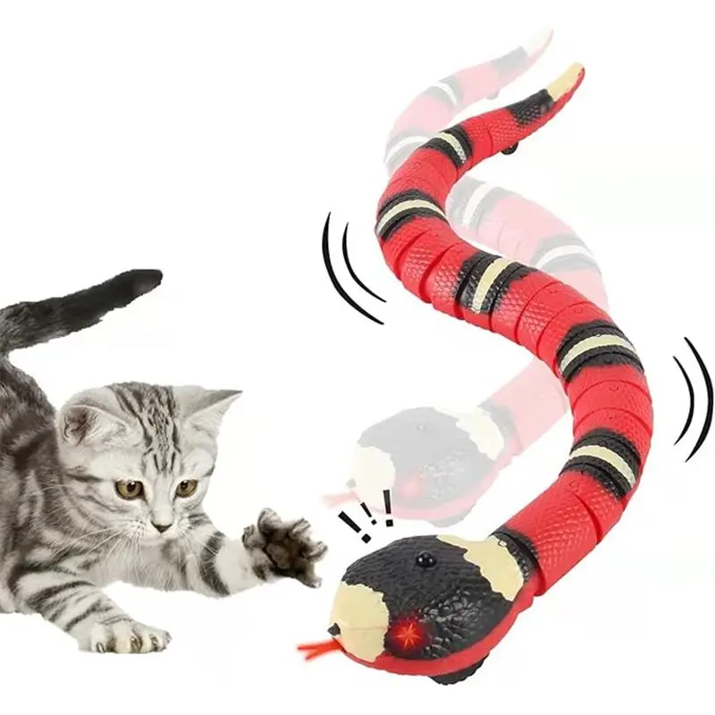 USB Rechargeable Interactive Smart Sensing Snake Toy for Cats and Dogs - Obstacle-Evading Design, No Remote Control, Ideal for Halloween Pranks, Perfect Indoor Pet Gift, Pink