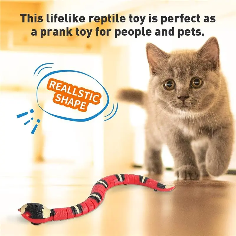 USB Rechargeable Interactive Smart Sensing Snake Toy for Cats and Dogs - Obstacle-Evading Design, No Remote Control, Ideal for Halloween Pranks, Perfect Indoor Pet Gift, Pink