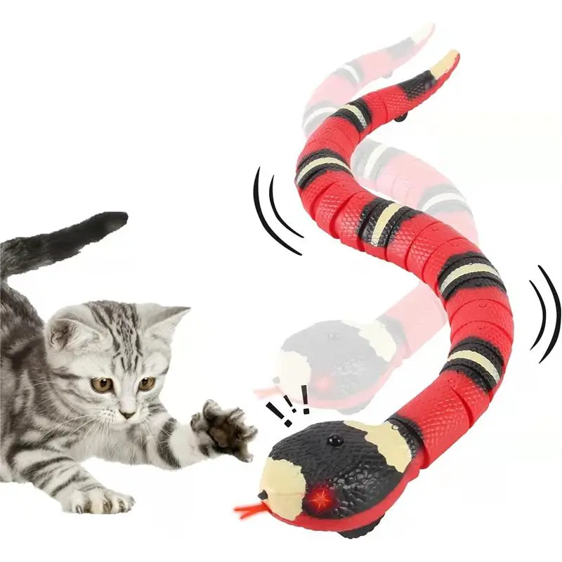 USB Rechargeable Interactive Smart Sensing Snake Toy for Cats and Dogs - Obstacle-Evading Design, No Remote Control, Ideal for Halloween Pranks, Perfect Indoor Pet Gift, Pink