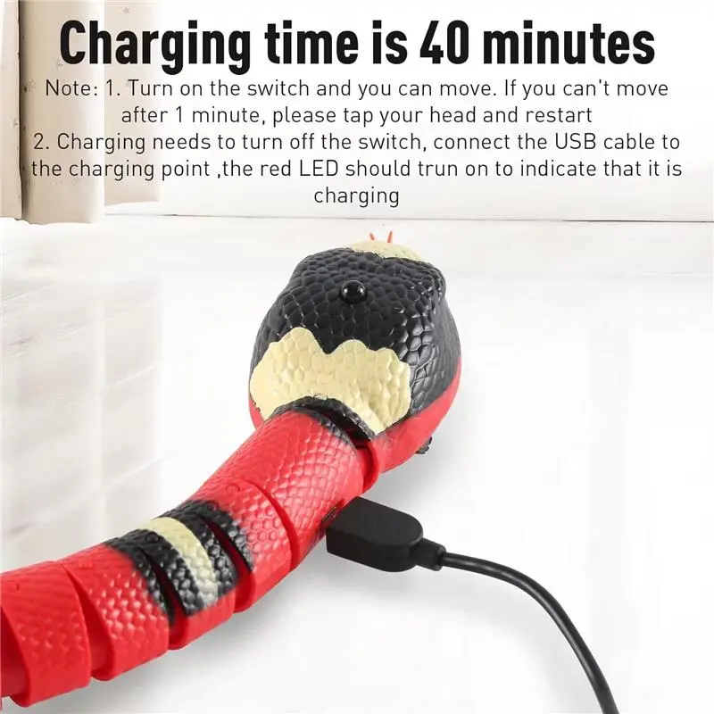 USB Rechargeable Interactive Smart Sensing Snake Toy for Cats and Dogs - Obstacle-Evading Design, No Remote Control, Ideal for Halloween Pranks, Perfect Indoor Pet Gift, Pink