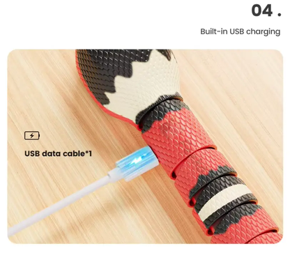USB Rechargeable Interactive Smart Sensing Snake Toy for Cats and Dogs - Obstacle-Evading Design, No Remote Control, Ideal for Halloween Pranks, Perfect Indoor Pet Gift, Pink