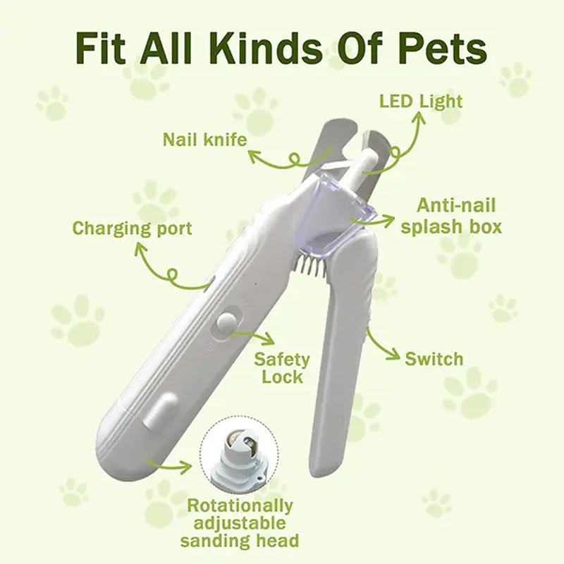 LINKEVAP 2-In-1 Pet Nail Clipper & Grinder Set - Ultra Quiet Rechargeable Dog & Cat Paw Trimmer, Suitable for All Size Pets' Toes and Claws