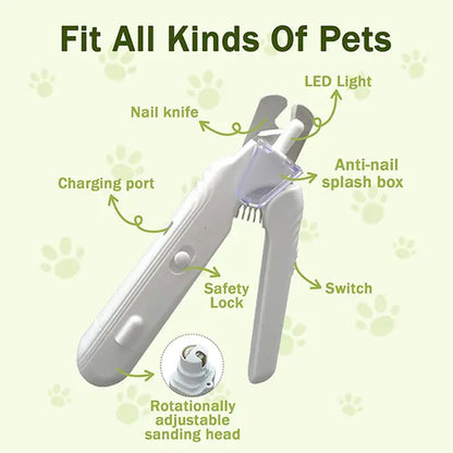LINKEVAP 2-In-1 Pet Nail Clipper & Grinder Set - Ultra Quiet Rechargeable Dog & Cat Paw Trimmer, Suitable for All Size Pets' Toes and Claws