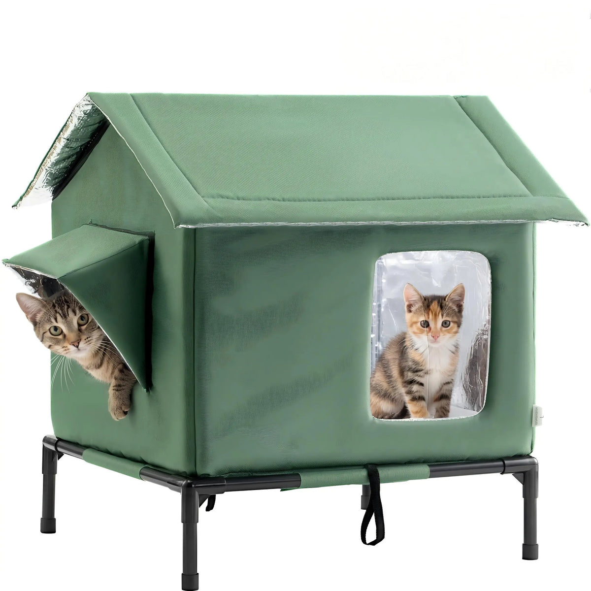 Outdoor Weatherproof Cat House - All-Season Insulated Shelter for Stray Cats, Spacious 17.7"L X 15.7"W X 21.6"H Interior, Windproof Design for Yard, Porch