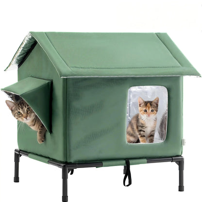Outdoor Weatherproof Cat House - All-Season Insulated Shelter for Stray Cats, Spacious 17.7"L X 15.7"W X 21.6"H Interior, Windproof Design for Yard, Porch